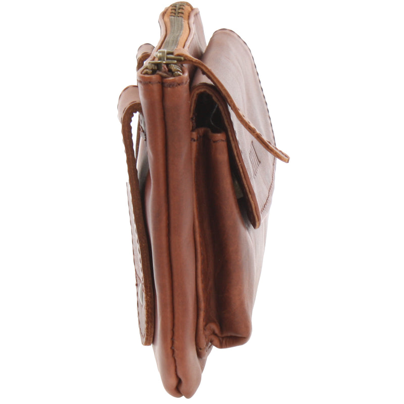 Leconi Gürteltasche Bauchtasche Hüfttasche Damen Herren Rindsleder Braun LE9019