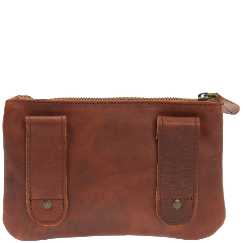 Leconi Gürteltasche Bauchtasche Hüfttasche Damen Herren Rindsleder Braun LE9019