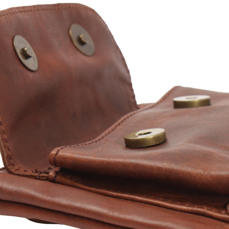 Leconi Gürteltasche Bauchtasche Hüfttasche Damen Herren Rindsleder Braun LE9019