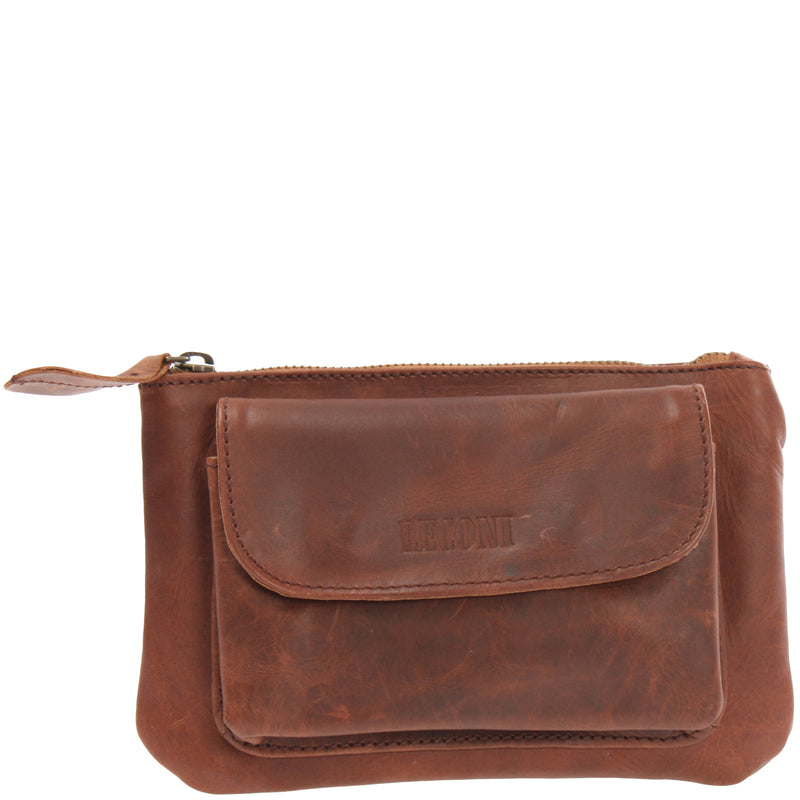 Leconi Gürteltasche Bauchtasche Hüfttasche Damen Herren Rindsleder braun LE9019