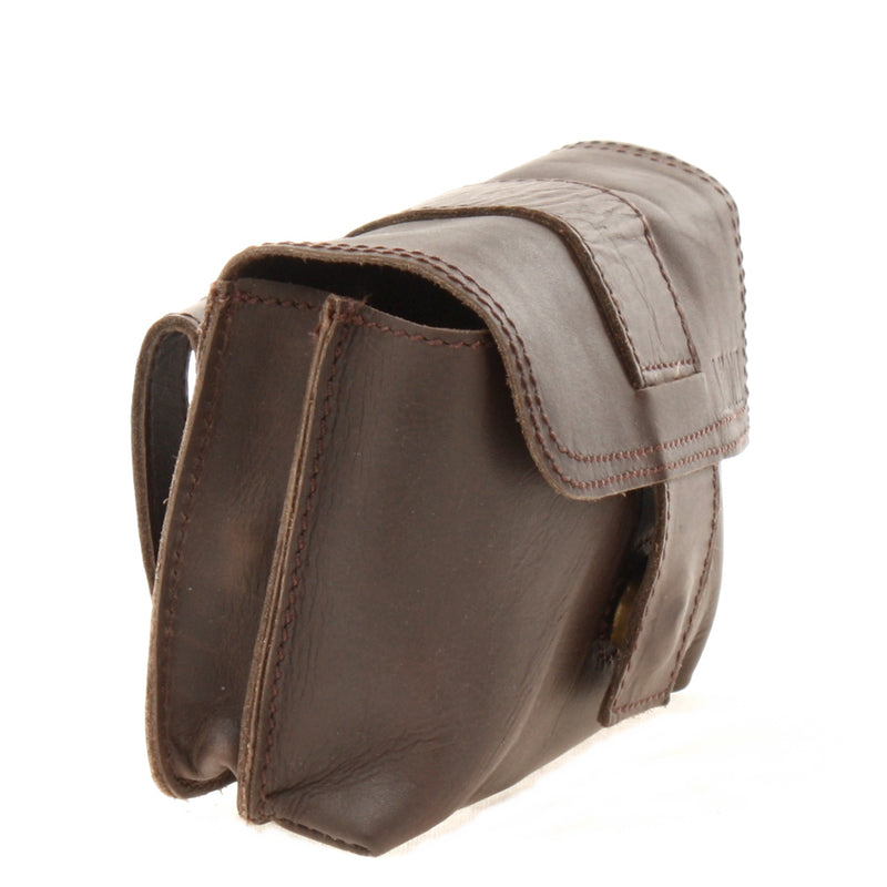 Leconi Gürteltasche Bauchtasche Hüfttasche Damen Herren Rindsleder Dunkelbraun LE9005