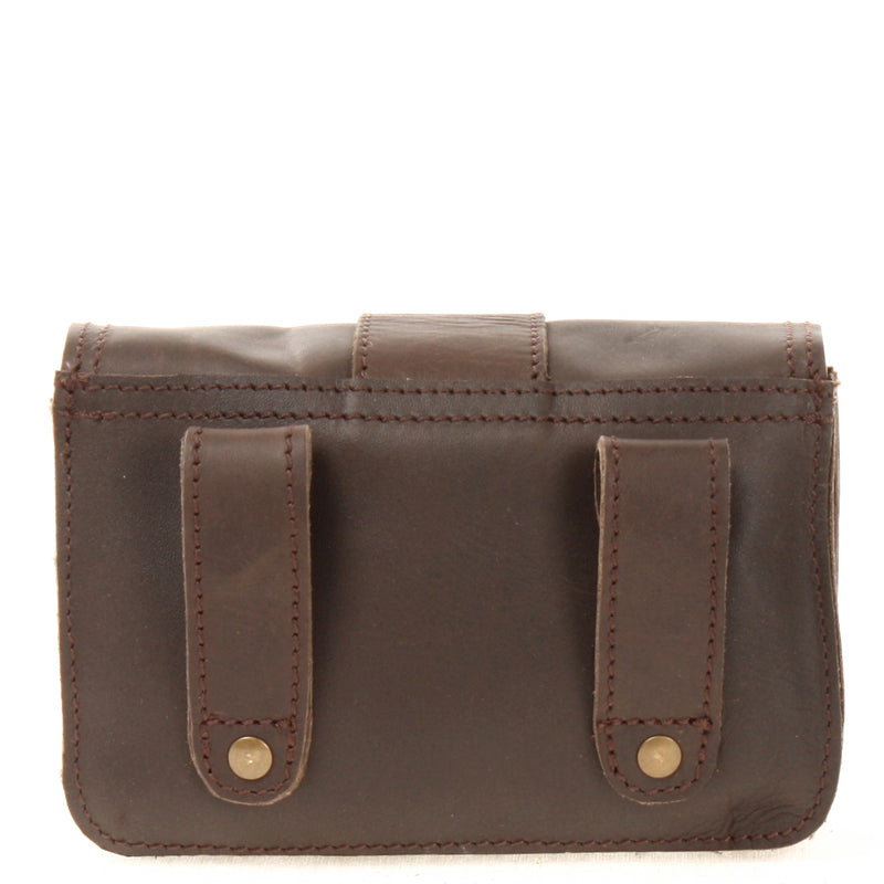 Leconi Gürteltasche Bauchtasche Hüfttasche Damen Herren Rindsleder Dunkelbraun LE9005