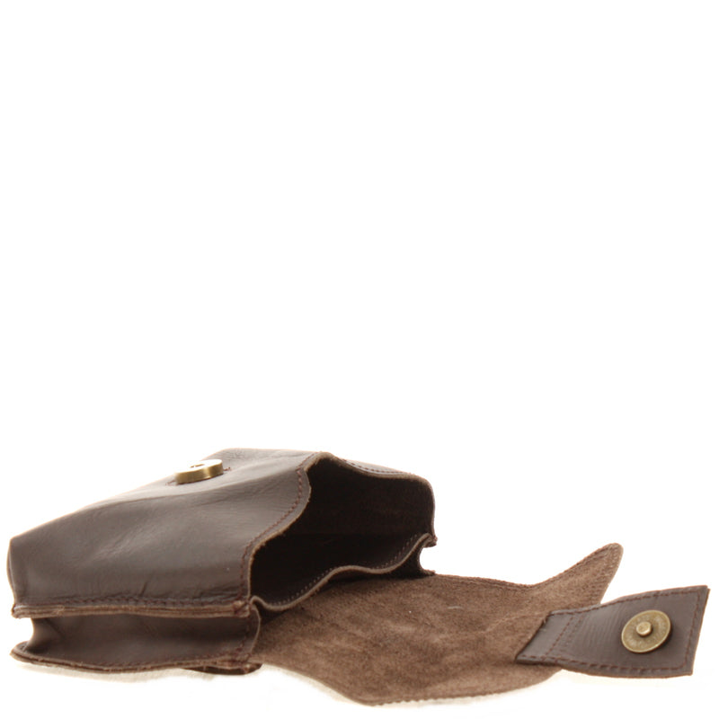 Leconi Gürteltasche Bauchtasche Hüfttasche Damen Herren Rindsleder Dunkelbraun LE9005