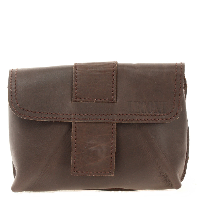 Leconi Gürteltasche Bauchtasche Hüfttasche Damen Herren Rindsleder dunkelbraun LE9005