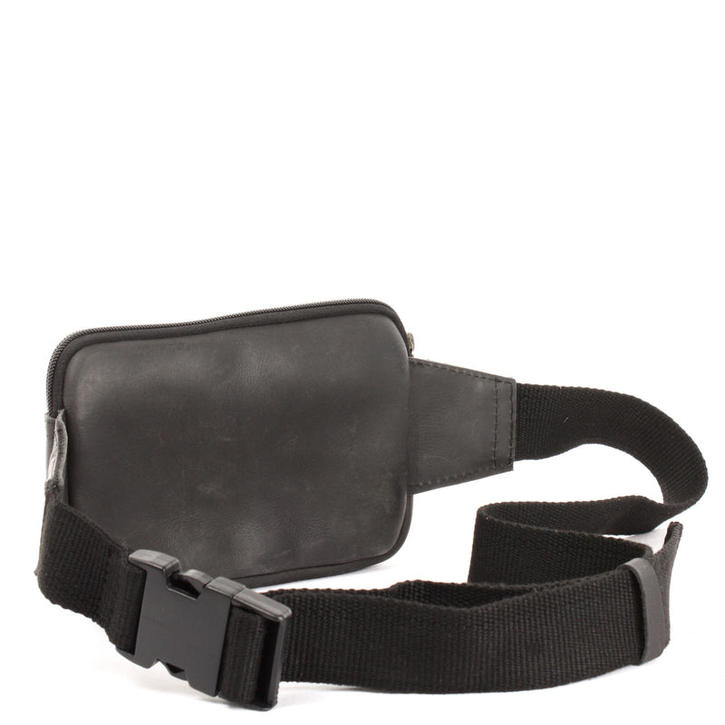 Leconi Gürteltasche Bauchtasche Hüfttasche Festivaltasche Büffelleder Schwarz LE9015