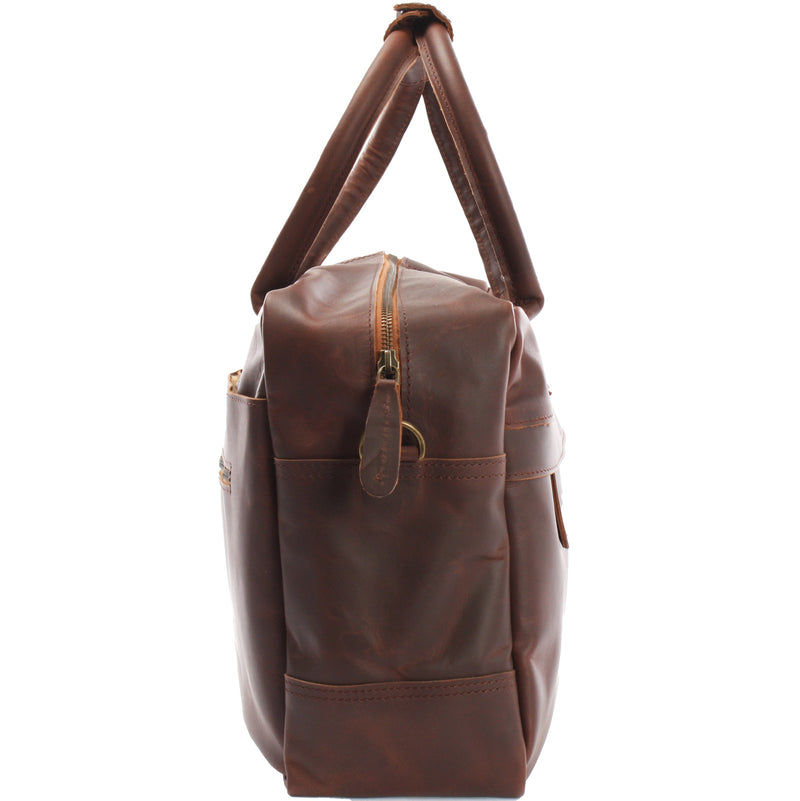 Leconi Handgepäck Arbeitstasche Ledertasche Damen Herren Leder Braun LE2007