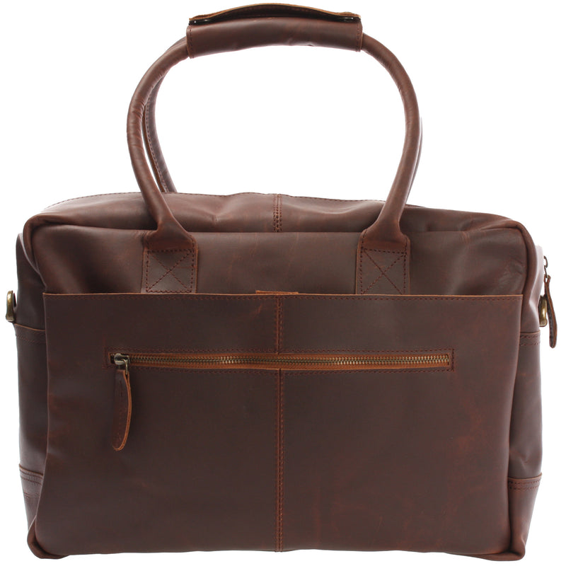 Leconi Handgepäck Arbeitstasche Ledertasche Damen Herren Leder Braun LE2007