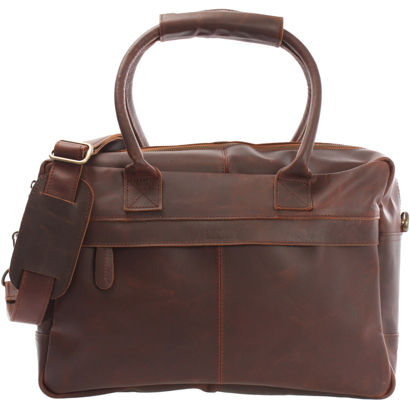 Leconi Handgepäck Arbeitstasche Ledertasche Damen Herren Leder braun LE2007
