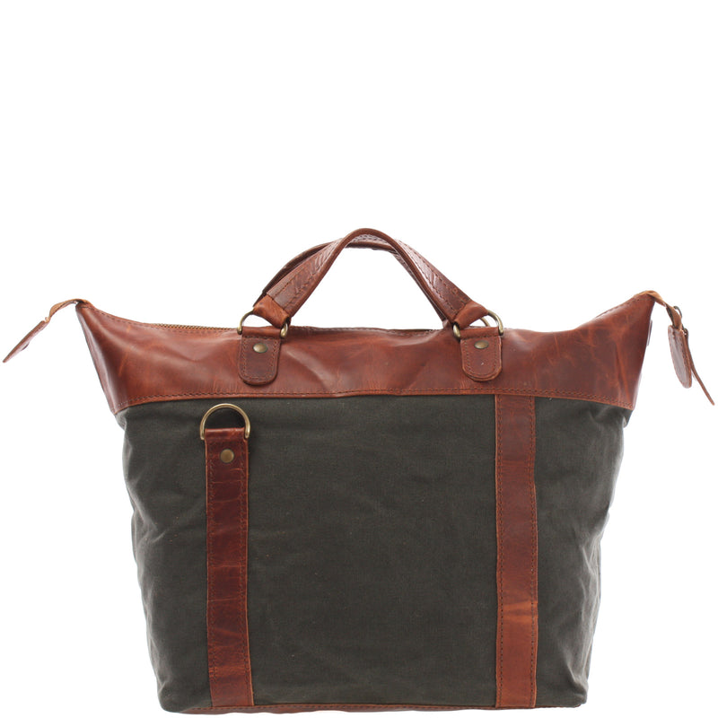 Leconi Henkeltasche Damentasche Canvas Leder Grün LE0043