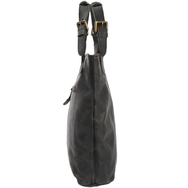 Leconi Henkeltasche Ledertasche Damentasche Leder Grau LE0033