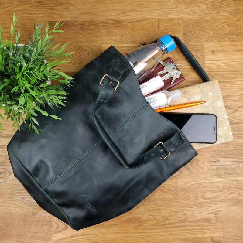 Leconi Henkeltasche Ledertasche Damentasche Leder Grau LE0033