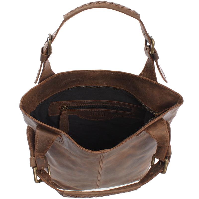 Leconi Henkeltasche Ledertasche Damentasche Leder Schlamm LE0033