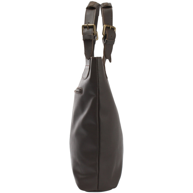 Leconi Henkeltasche Schultertasche Shopper Leder Dunkelbraun LE0033