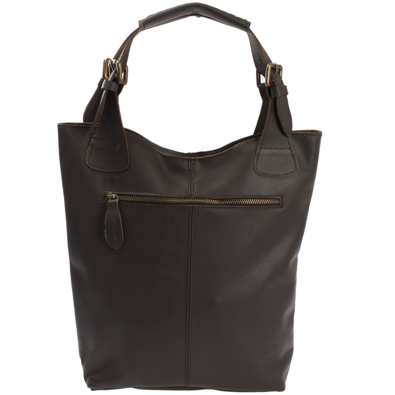 Leconi Henkeltasche Schultertasche Shopper Leder Dunkelbraun LE0033