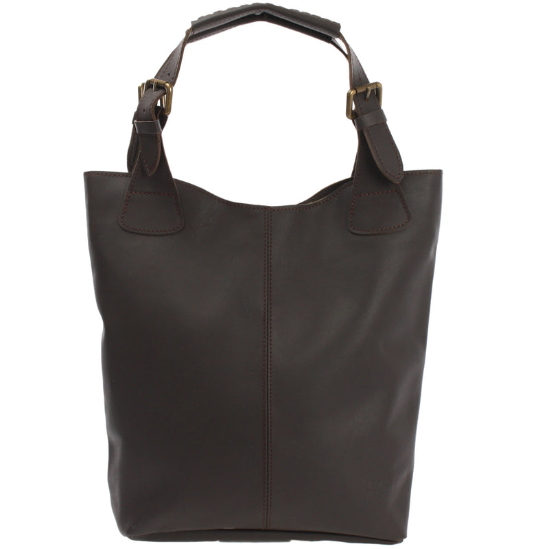 Leconi Henkeltasche Schultertasche Shopper Leder dunkelbraun LE0033