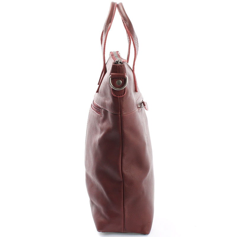 Leconi Henkeltasche Umhängetasche Damentasche Leder Bordeaux LE0068