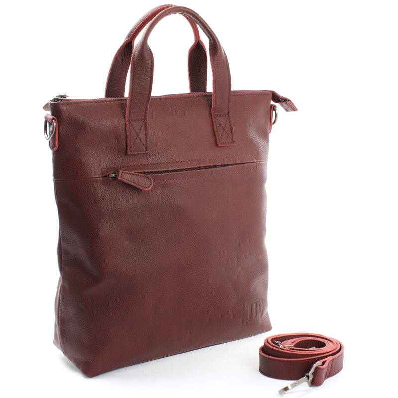 Leconi Henkeltasche Umhängetasche Damentasche Leder Bordeaux LE0068