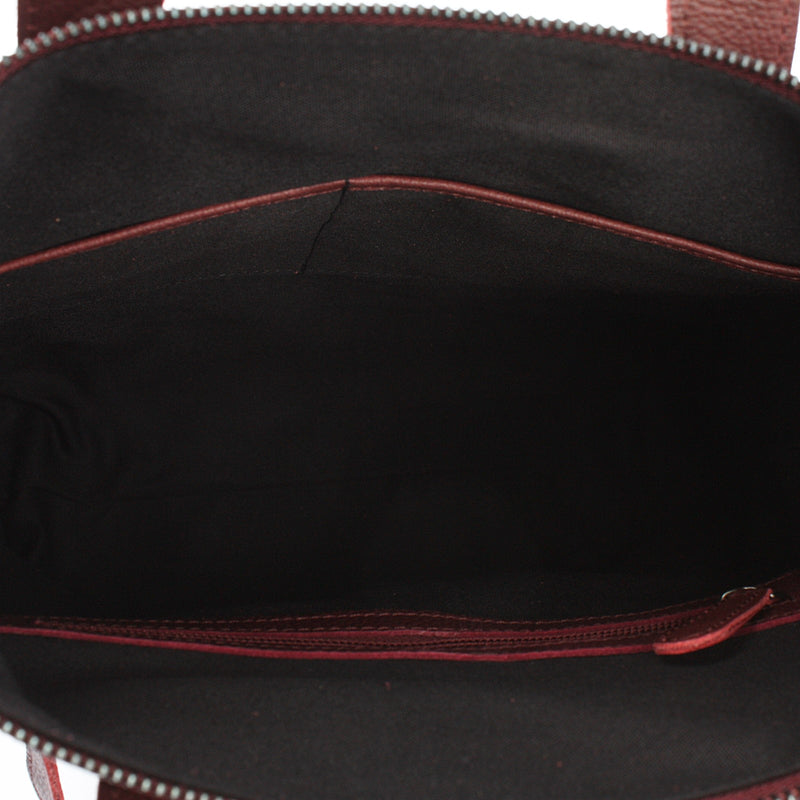 Leconi Henkeltasche Umhängetasche Damentasche Leder Bordeaux LE0068