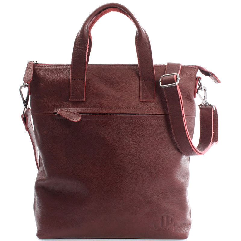Leconi Henkeltasche Umhängetasche Damentasche Leder bordeaux LE0068