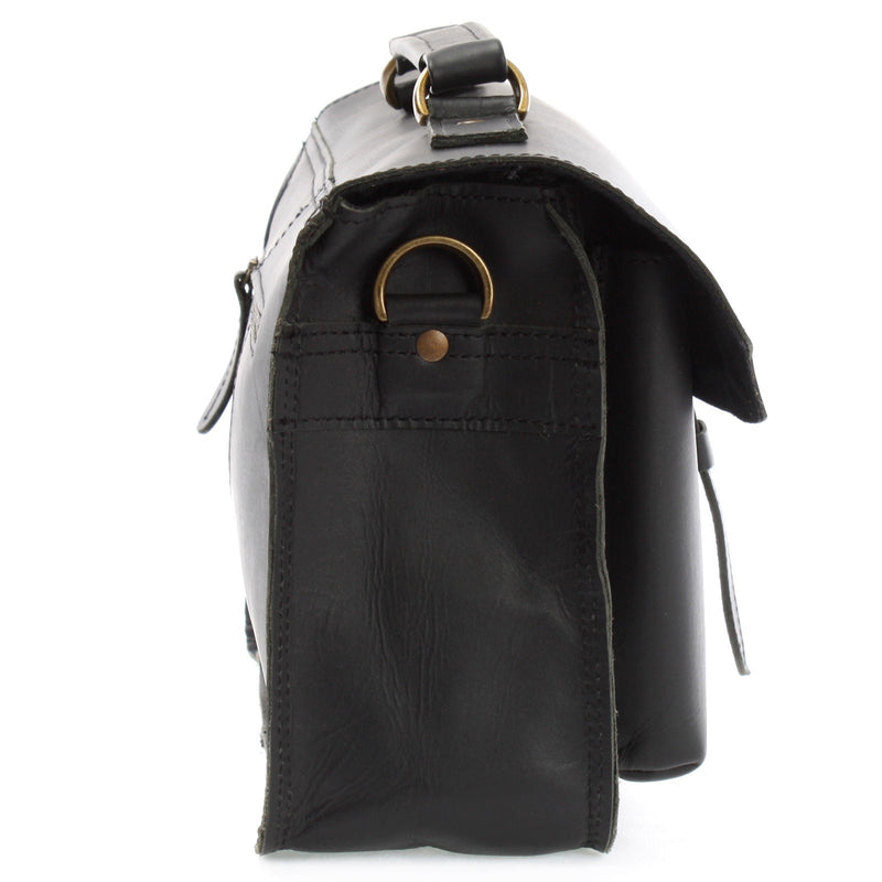 Leconi Kleine Arbeitstasche Ledertasche Umhängetasche Leder Schwarz LE3023