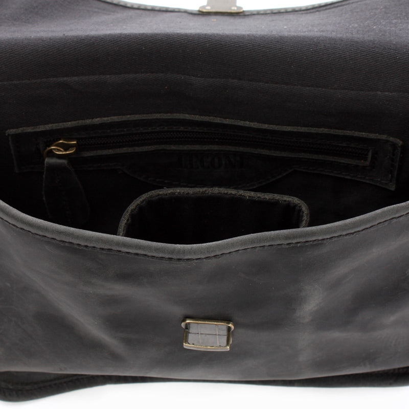 Leconi Kleine Damentasche Umhängetasche Leder Grau LE3041