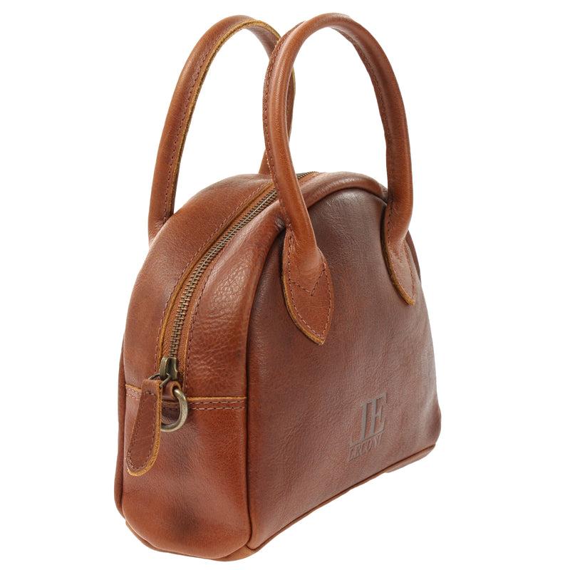 Leconi Kleine Henkeltasche Ledertasche Damentasche Leder Braun LE3083
