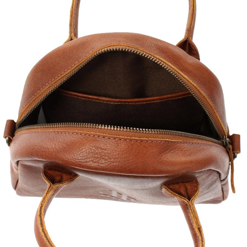 Leconi Kleine Henkeltasche Ledertasche Damentasche Leder Braun LE3083