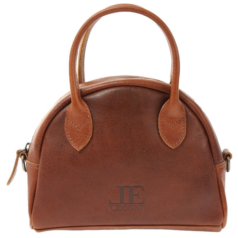 Leconi kleine Henkeltasche Ledertasche Damentasche Leder braun LE3083