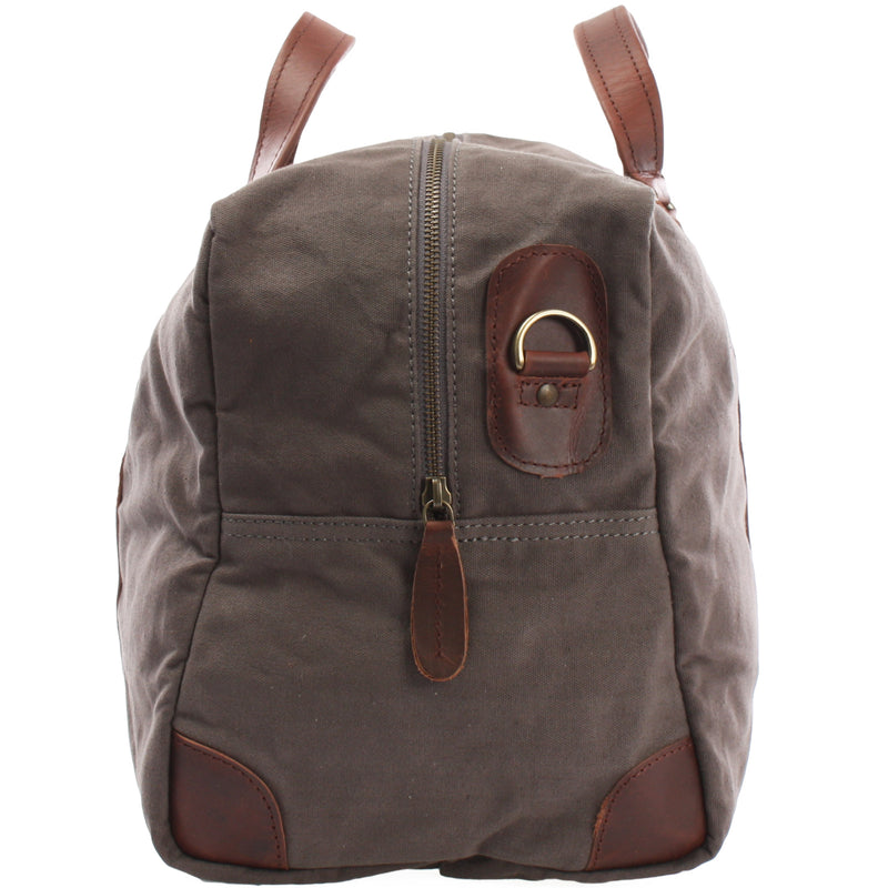 Leconi Kleine Reisetasche Handgepäck Canvas Leder Grau LE2009