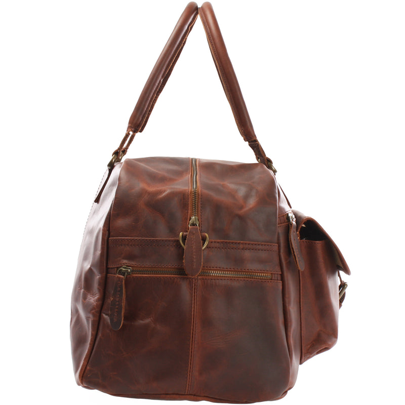 Leconi Kleine Reisetasche Handgepäck Weekender Leder Braun LE2023