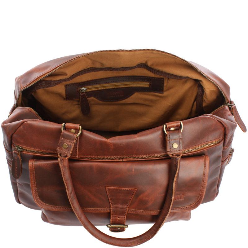 Leconi Kleine Reisetasche Handgepäck Weekender Leder Braun LE2023