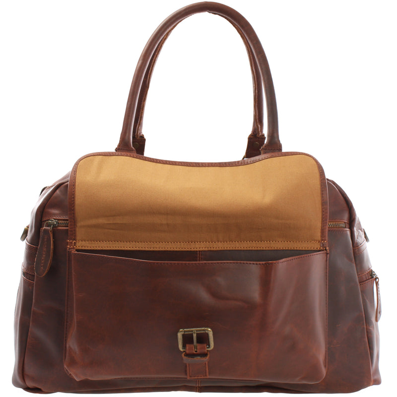 Leconi Kleine Reisetasche Handgepäck Weekender Leder Braun LE2023