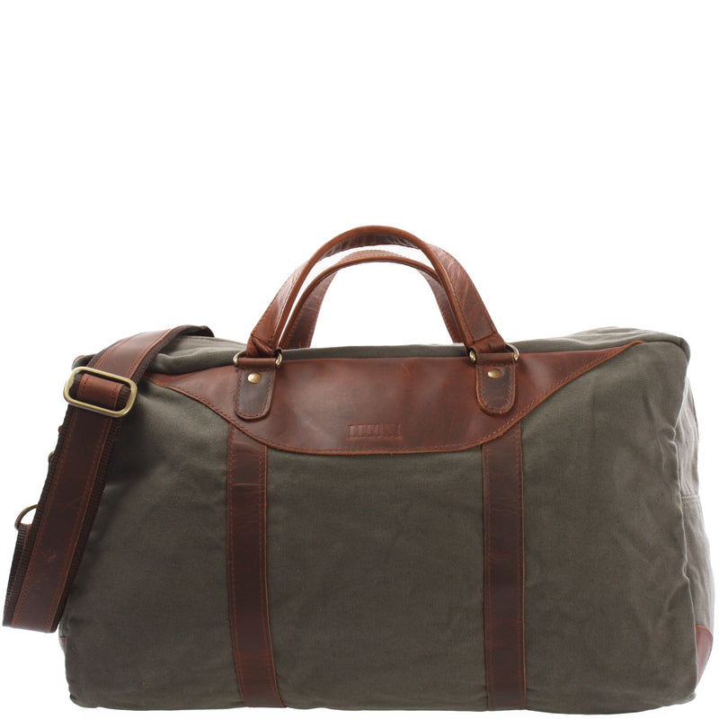 Leconi kleine Reisetasche Weekender Canvas Leder grün LE2009 Leconi kleine Reisetasche Weekender Canvas Leder grün LE2009