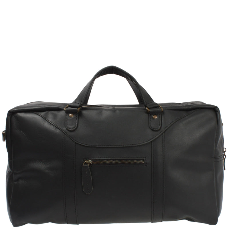 Leconi Kleine Reisetasche Weekender Handgepäck Leder Schwarz LE2009