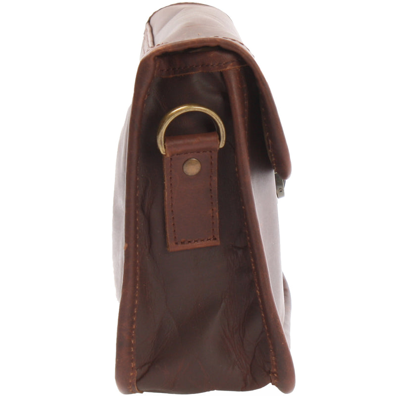 Leconi Kleine Schultertasche Ledertasche Damentasche Leder Braun LE3041