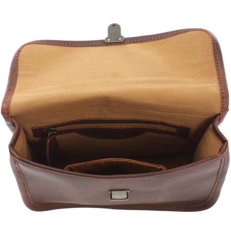 Leconi Kleine Schultertasche Ledertasche Damentasche Leder Braun LE3041