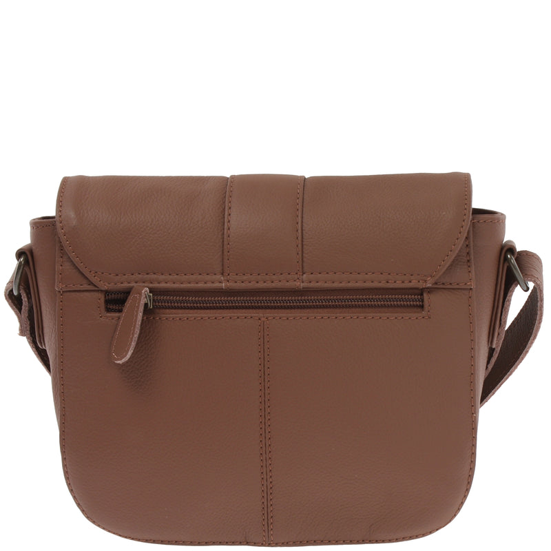 Leconi Kleine Schultertasche Umhängetasche Damentasche Leder Rehbraun LE0074