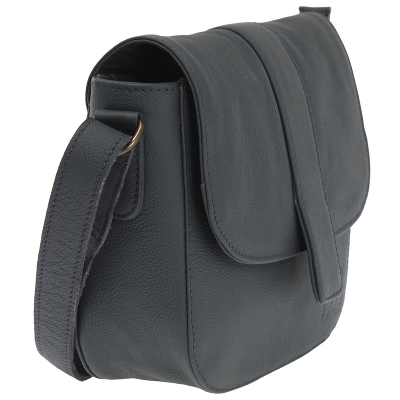 Leconi Kleine Schultertasche Umhängetasche Damentasche Leder Navy LE0074