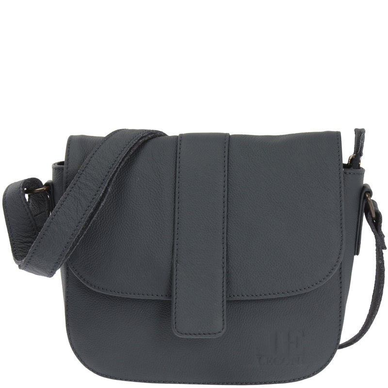 Leconi kleine Schultertasche Umhängetasche Damentasche Leder navy LE0074