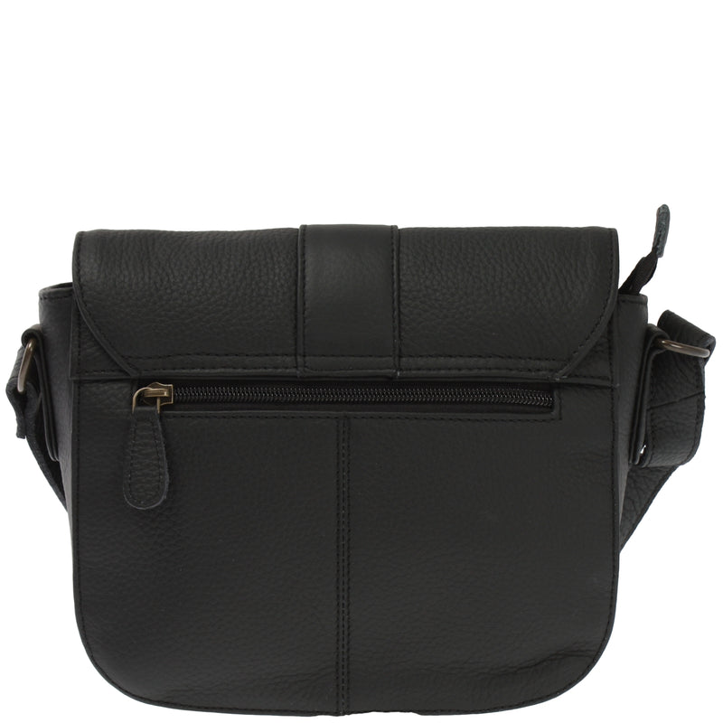 Leconi Kleine Schultertasche Umhängetasche Damentasche Leder Schwarz LE0074