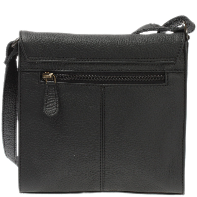 Leconi Kleine Schultertasche Umhängetasche Damentasche Leder Schwarz LE3082