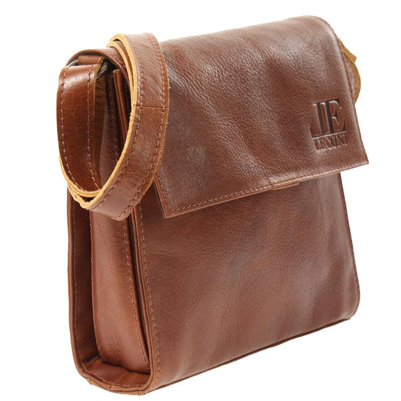 Leconi Kleine Schultertasche Umhängetasche Damentasche Leder Braun LE3082