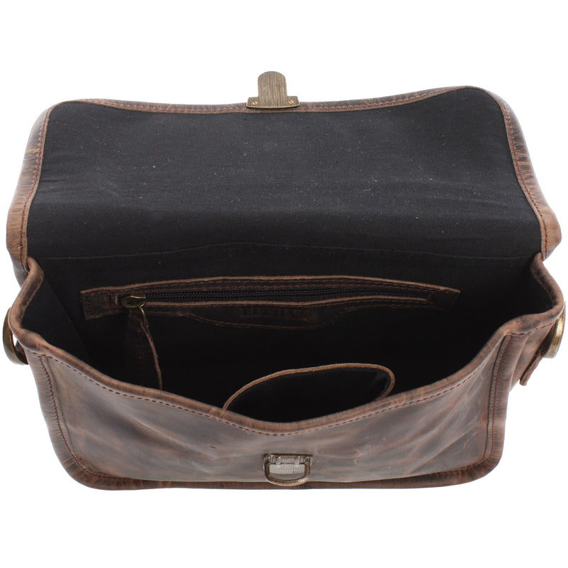 Leconi Kleine Schultertasche Umhängetasche Leder Leder Schlamm LE3041