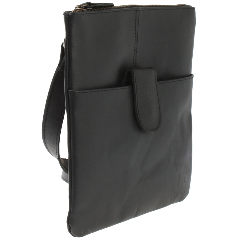 Leconi Kleine Umhängetasche Damentasche Herrentasche Ledertasche Schwarz LE3060