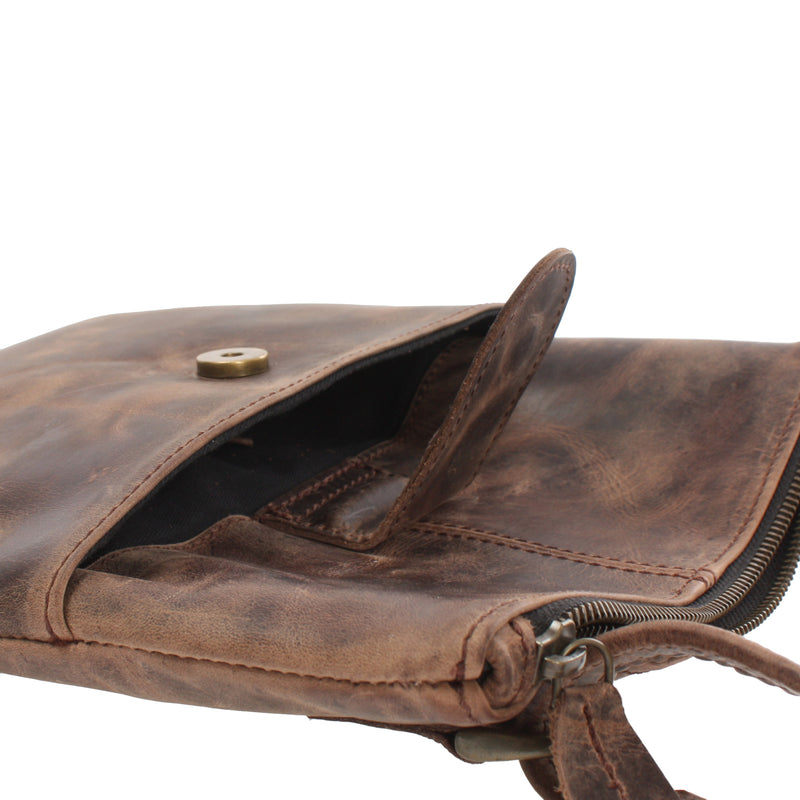 Leconi Kleine Umhängetasche Damentasche Herrentasche Ledertasche Schlamm LE3060