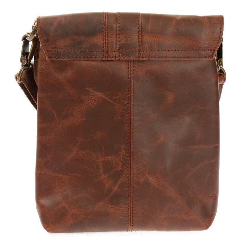 Leconi Kleine Umhängetasche Damentasche Herrentasche Ledertasche Braun LE3033