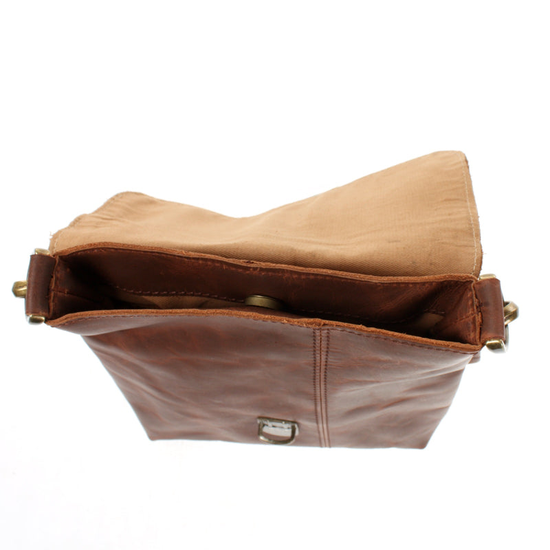 Leconi Kleine Umhängetasche Damentasche Herrentasche Ledertasche Braun LE3033