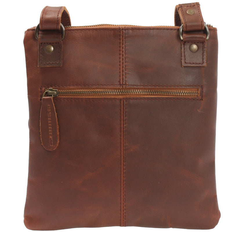 Leconi Kleine Umhängetasche Damentasche Herrentasche Ledertasche Braun LE3060