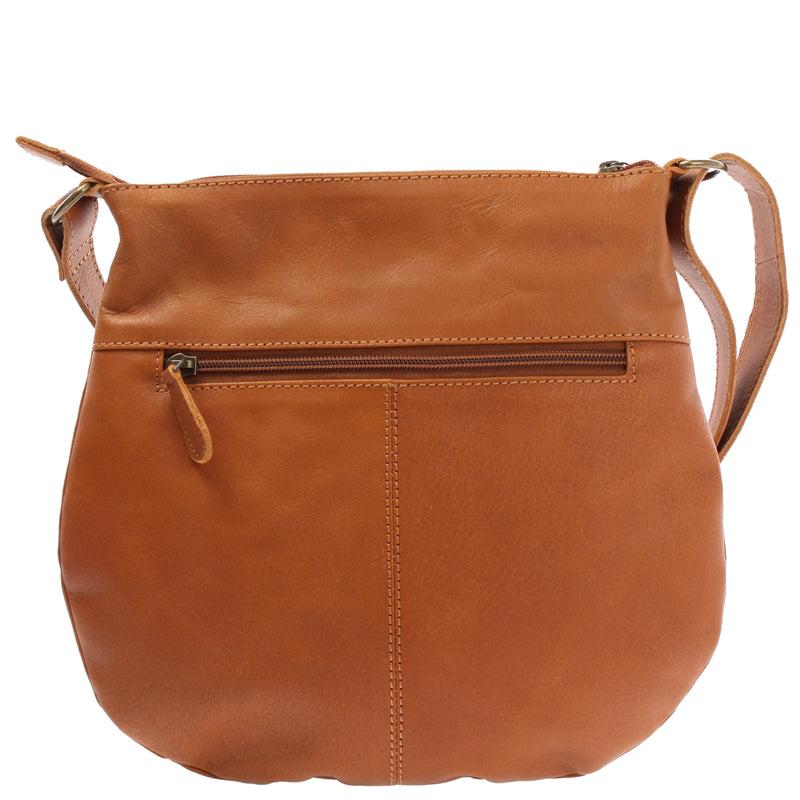 Leconi Kleine Umhängetasche Damentasche Leder Cognac LE0070