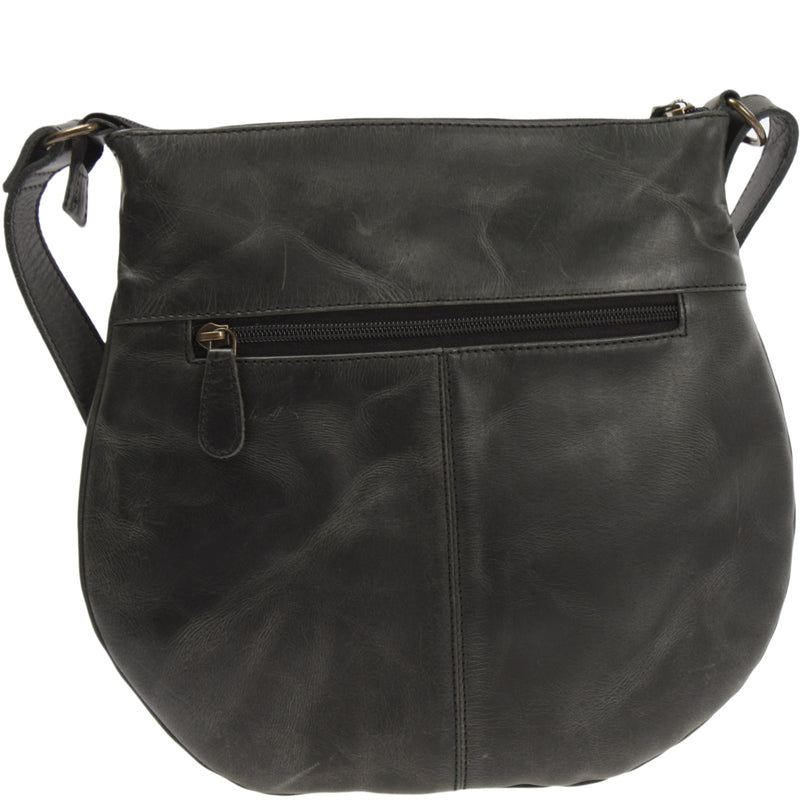 Leconi Kleine Umhängetasche Damentasche Leder Dunkelgrau LE0070